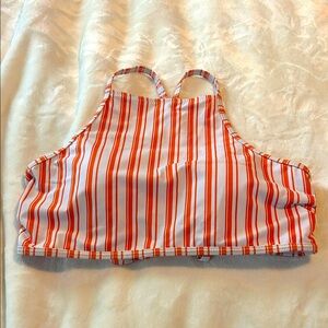 Women’s Size Large Orange and White Striped Halter Bikini Top